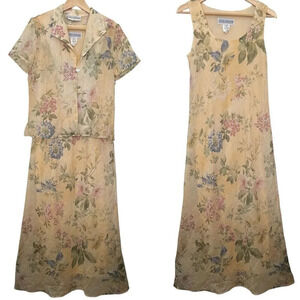 Vintage Jessica Howard Dress Yellow Pastel Floral Cottagecore Fairy Size 6